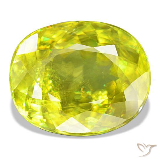 8.11 ct Green Sphene Gemstone, Sphene Gem in Oval Facet Shape for Sale.