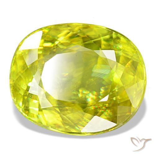 8.11 ct Green Sphene Stone, Natural Sphene in Oval Facet Shape for Sale