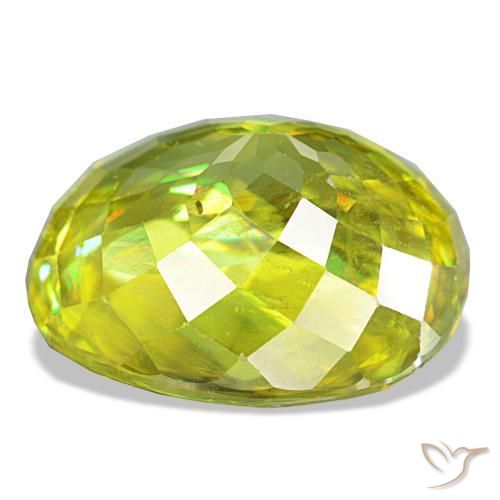 Sphene Gemstone in 13 x 11 mm (calibrated) Size for Sale, Sphene Stone in Warm Earthy Green Color
