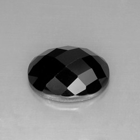 11.93 ct Black Spinel Gemstone, Spinel Gem in Oval Checkerboard Shape for Sale.