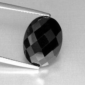 11.93 ct Black Spinel Stone, Natural Spinel in Oval Checkerboard Shape for Sale