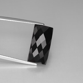 14.35 ct Black Spinel Gemstone, Spinel Gem in Baguette Checkerboard Shape for Sale.