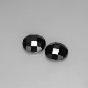 7.37 ct Black Spinel Stone, Natural Spinel in Round Checkerboard Shape for Sale