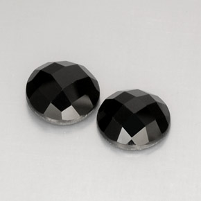 8.27 ct Black Spinel Gemstone, Spinel Gem in Round Checkerboard Shape for Sale.
