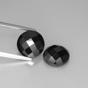 8.29 ct Black Spinel Gemstone, Spinel Gem in Round Checkerboard Shape for Sale.