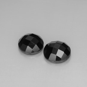 8.29 ct Black Spinel Stone, Natural Spinel in Round Checkerboard Shape for Sale