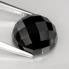 8.69 ct Black Spinel Stone, Natural Spinel in Round Rose-Cut Shape for Sale