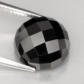 9.14 ct Black Spinel Stone, Natural Spinel in Round Rose-Cut Shape for Sale