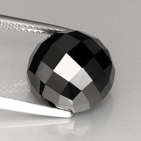 8.90 ct Black Spinel Stone, Natural Spinel in Round Rose-Cut Shape for Sale