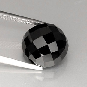 9.46 ct Black Spinel Stone, Natural Spinel in Round Rose-Cut Shape for Sale
