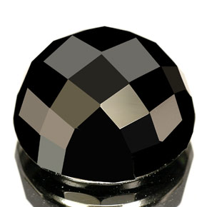 9.76 ct Black Spinel Gemstone, Spinel Gem in Round Checkerboard Shape for Sale.