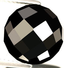 9.76 ct Black Spinel Stone, Natural Spinel in Round Checkerboard Shape for Sale