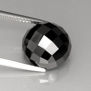 9.44 ct Black Spinel Stone, Natural Spinel in Round Rose-Cut Shape for Sale