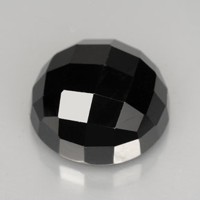 9.09 ct Black Spinel Stone, Natural Spinel in Round Rose-Cut Shape for Sale