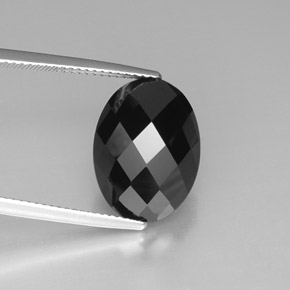 10.83 ct Black Spinel Gemstone, Spinel Gem in Oval Checkerboard Shape for Sale.