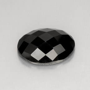 10.35 ct Black Spinel Gemstone, Spinel Gem in Oval Checkerboard Shape for Sale.