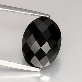 10.35 ct Black Spinel Stone, Natural Spinel in Oval Checkerboard Shape for Sale