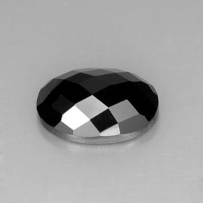 10.46 ct Black Spinel Gemstone, Spinel Gem in Oval Checkerboard Shape for Sale.