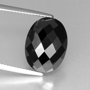10.46 ct Black Spinel Stone, Natural Spinel in Oval Checkerboard Shape for Sale