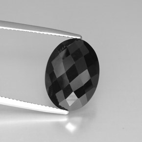 8.80 ct Black Spinel Stone, Natural Spinel in Oval Checkerboard Shape for Sale