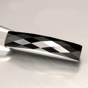 4.28 ct Black Spinel Gemstone, Spinel Gem in Baguette Rose-Cut Shape for Sale.