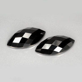 10.37 ct Black Spinel Gemstone, Spinel Gem in Marquise Checkerboard Shape for Sale.