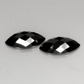 9.85 ct Black Spinel Gemstone, Spinel Gem in Marquise Checkerboard Shape for Sale.