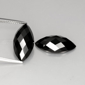 9.85 ct Black Spinel Stone, Natural Spinel in Marquise Checkerboard Shape for Sale