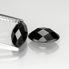 2.00 ct Black Spinel Gemstone, Spinel Gem in Marquise Checkerboard Shape for Sale.