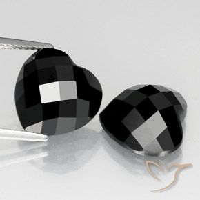 14.51 ct Black Spinel, 12.1 x 11.8 mm Heart Rose Cut From Thailand, Photo A
