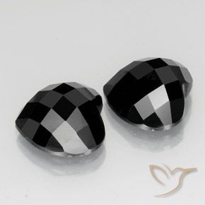 14.51 ctw Black Spinel Stones, Natural Spinel in Heart Rose-Cut Shape for Sale