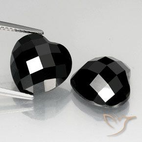 14.37 ct Black Spinel, 12 x 11.6 mm Heart Rose Cut From Thailand, Photo A