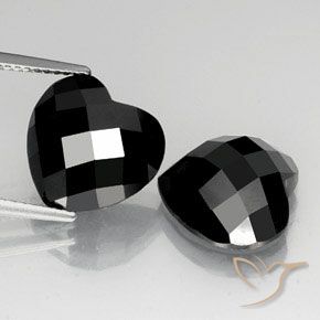12.97 ct Black Spinel, 12.1 x 11.9 mm Heart Rose Cut From Thailand, Photo A