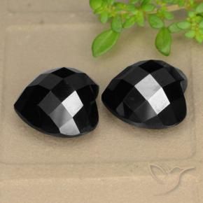 13.93 ctw Black Spinel Stones, Natural Spinel in Heart Rose-Cut Shape for Sale