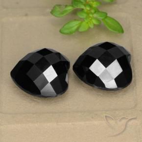 13.94 ctw Black Spinel Stones, Natural Spinel in Heart Rose-Cut Shape for Sale
