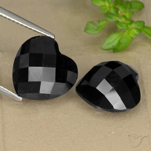 13.95 ct Black Spinel, 12.1 x 11.9 mm Heart Rose Cut From Thailand, Photo A