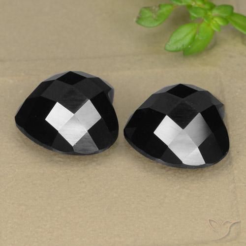 13.93 ctw Black Spinel Stones, Natural Spinel in Heart Rose-Cut Shape for Sale