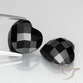 13.56 ct Black Spinel, 12.1 x 11.7 mm Heart Rose Cut From Thailand, Photo A