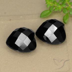 14.59 ctw Black Spinel Stones, Natural Spinel in Heart Rose-Cut Shape for Sale