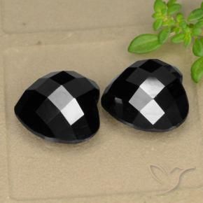 14.22 ctw Black Spinel Stones, Natural Spinel in Heart Rose-Cut Shape for Sale