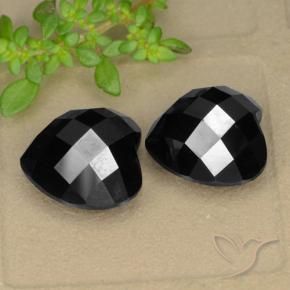 13.85 ctw Black Spinel Stones, Natural Spinel in Heart Rose-Cut Shape for Sale