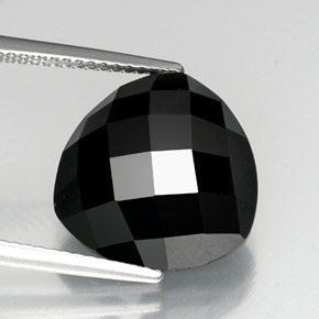 11.46 ct Black Spinel Gemstone, Spinel Gem in Trillion Rose-Cut Shape for Sale.