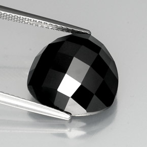 10.85 ct Black Spinel Gemstone, Spinel Gem in Trillion Rose-Cut Shape for Sale.