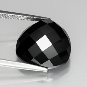 11.37 ct Black Spinel Gemstone, Spinel Gem in Trillion Rose-Cut Shape for Sale.