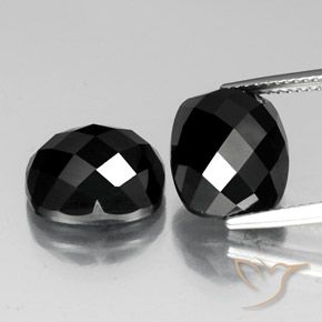 14.5 ct Black Spinel, 12 x 10.1 mm Cushion Rose Cut From Thailand, Photo A