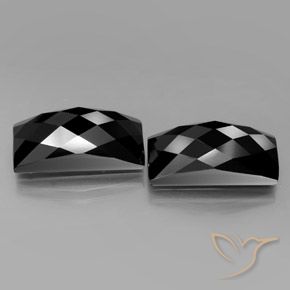 24.56 ctw Black Spinel Stones, Natural Spinel in Baguette Rose-Cut Shape for Sale