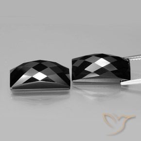 25.16 ct Black Spinel, 17.6 x 8.2 mm Baguette Rose Cut From Thailand, Photo A