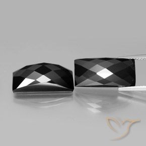 25.08 ct Black Spinel, 17.6 x 8.2 mm Baguette Rose Cut From Thailand, Photo A