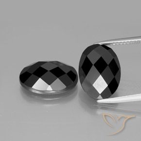 14.03 ct Black Spinel, 14 x 10 mm Oval Rose Cut From Thailand, Photo A