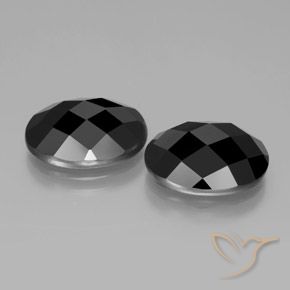 14.03 ctw Black Spinel Stones, Natural Spinel in Oval Rose-Cut Shape for Sale
